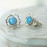 Intricate Opal Stud Earrings