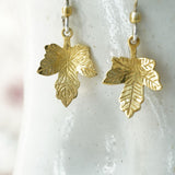 Gold Vermeil Maple Leaf Drop Earrings