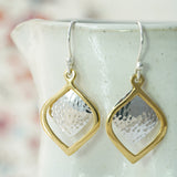 Two-tone Gold Vermeil Textured Drop Earrings