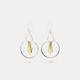 Mixed Metal Textured Tassel Drop Earrings