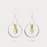 Mixed Metal Textured Tassel Drop Earrings