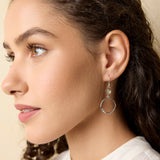 Organic Hoop Drop Earrings with Gold Spiral Detail