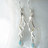 Sterling Silver Molten Earrings with Teardrop Larimar