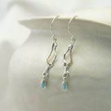 Sterling Silver Molten Earrings with Teardrop Larimar