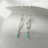 Sterling Silver Molten Earrings with Teardrop Larimar