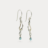 Sterling Silver Molten Earrings with Teardrop Larimar