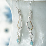 Sterling Silver Molten Earrings with Teardrop Larimar