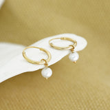 Dainty Pearl Gold Hoop Earrings