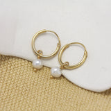 Dainty Pearl Gold Hoop Earrings