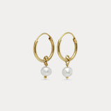 Dainty Pearl Gold Hoop Earrings