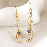 Blue Sapphire 18KT Gold Vermeil Pendant and Earrings Set