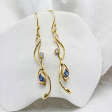 Blue Sapphire and White Topaz 18KT Gold Vermeil Drop Earrings