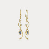 Blue Sapphire and White Topaz 18KT Gold Vermeil Drop Earrings