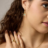 Gold Flower with Turquoise Pendant and Earrings Set