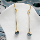 Molten Black Pearl Gold Drop Earrings