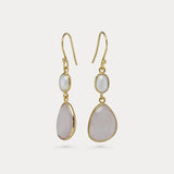 Gold Vermeil Pearl and Rose Quartz Drop Earrings
