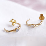 Rainbow Moonstone Gold Huggie Hoop Earrings