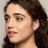 Rainbow Moonstone Gold Huggie Hoop Earrings