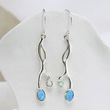Flowing Sterling Silver Blue and White Opal Necklace, Bracelet and Earrings Set