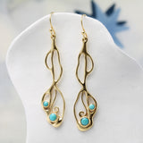 American Turquoise Gold Drop Earrings