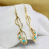 American Turquoise Gold Drop Earrings