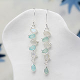 Rainbow Moonstone and Aqua Chalcedony Drop Earrings