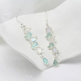 Rainbow Moonstone and Aqua Chalcedony Drop Earrings