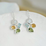 Moonstone, Peridot, Citrine and Topaz Earrings