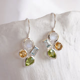 Moonstone, Peridot, Citrine and Topaz Earrings