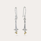 Sterling Silver Flower Dangle Earrings