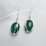 Green Chrysocolla Sterling Silver Drop Earrings