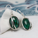 Green Chrysocolla Sterling Silver Drop Earrings