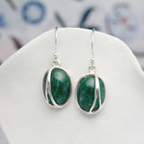 Green Chrysocolla Sterling Silver Drop Earrings