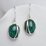 Green Chrysocolla Sterling Silver Drop Earrings