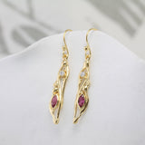 Lab-grown Diamond & Pink Tourmaline Gold Drop Earrings