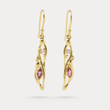 Lab-grown Diamond & Pink Tourmaline Gold Drop Earrings
