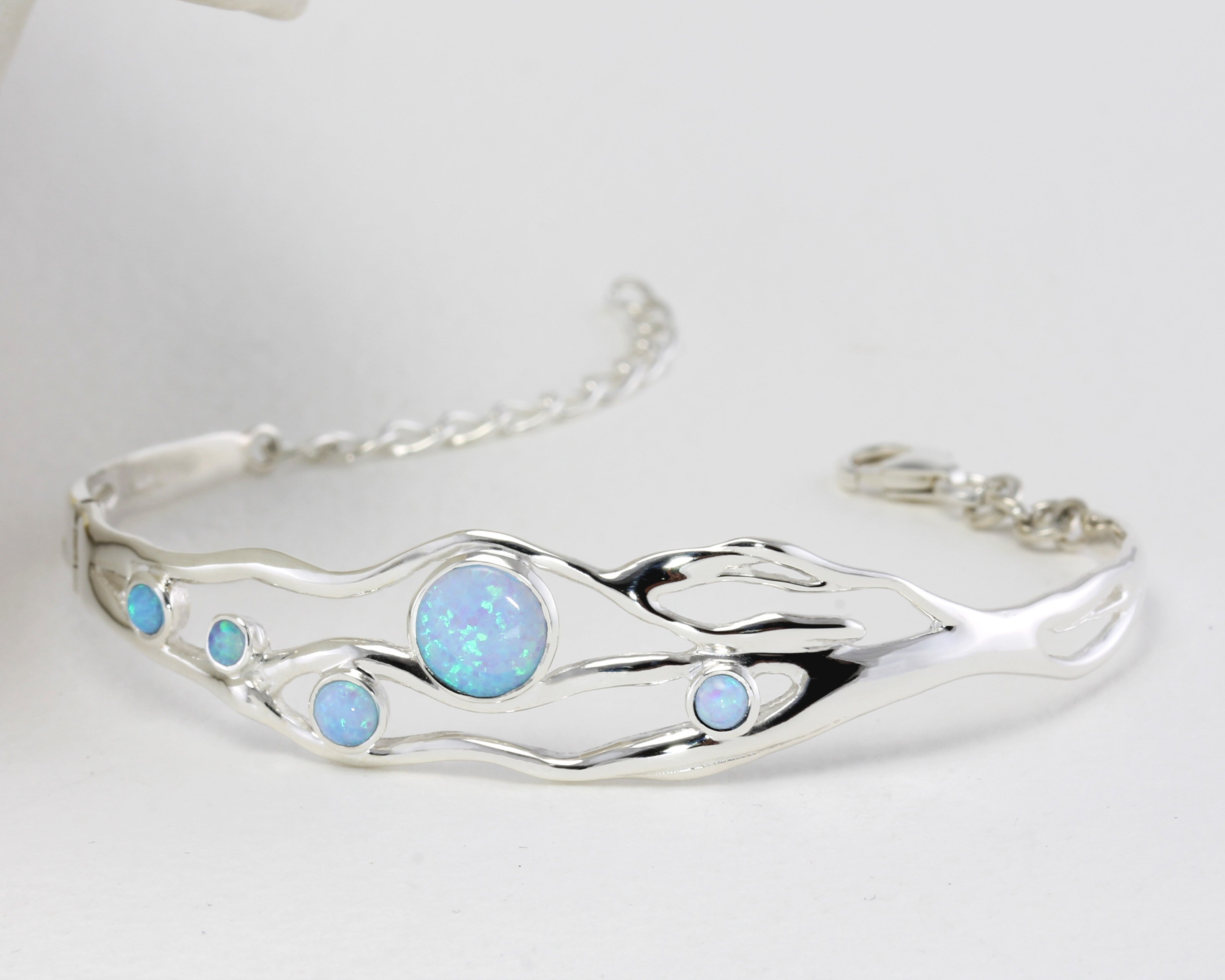 Handmade Silver Blue Fire Opal Bracelet – Isla Silver