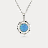Dainty Sterling Silver Round Opal Necklace