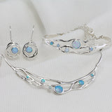 Flowing Statement Fire Opal Necklace, Earrings and Bangle Set