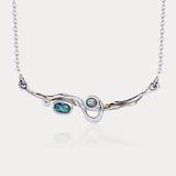 Handmade Flowing Sterling Silver and Blue Opal Necklace