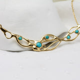 American Turquoise Gold Statement Necklace