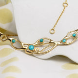 American Turquoise Gold Statement Necklace