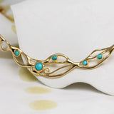 American Turquoise Gold Statement Necklace