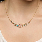 American Turquoise Gold Statement Necklace