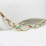 American Turquoise Gold Statement Necklace