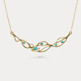 American Turquoise Gold Statement Necklace