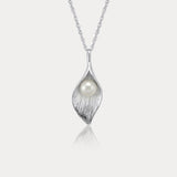 Sterling Silver Calla Lily Pendant with Freshwater Pearl