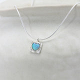 Sterling Silver Blue Opal Heart Pendant Necklace