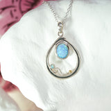 Handmade Contemporary Silver & Blue Fire Opal Necklace