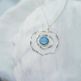 Handmade Spiral Blue Fire Opal Necklace